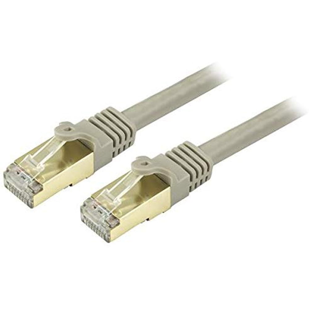 Cat6a Shielded Patch Cable 12 ft Gray Snagless RJ45 Cable