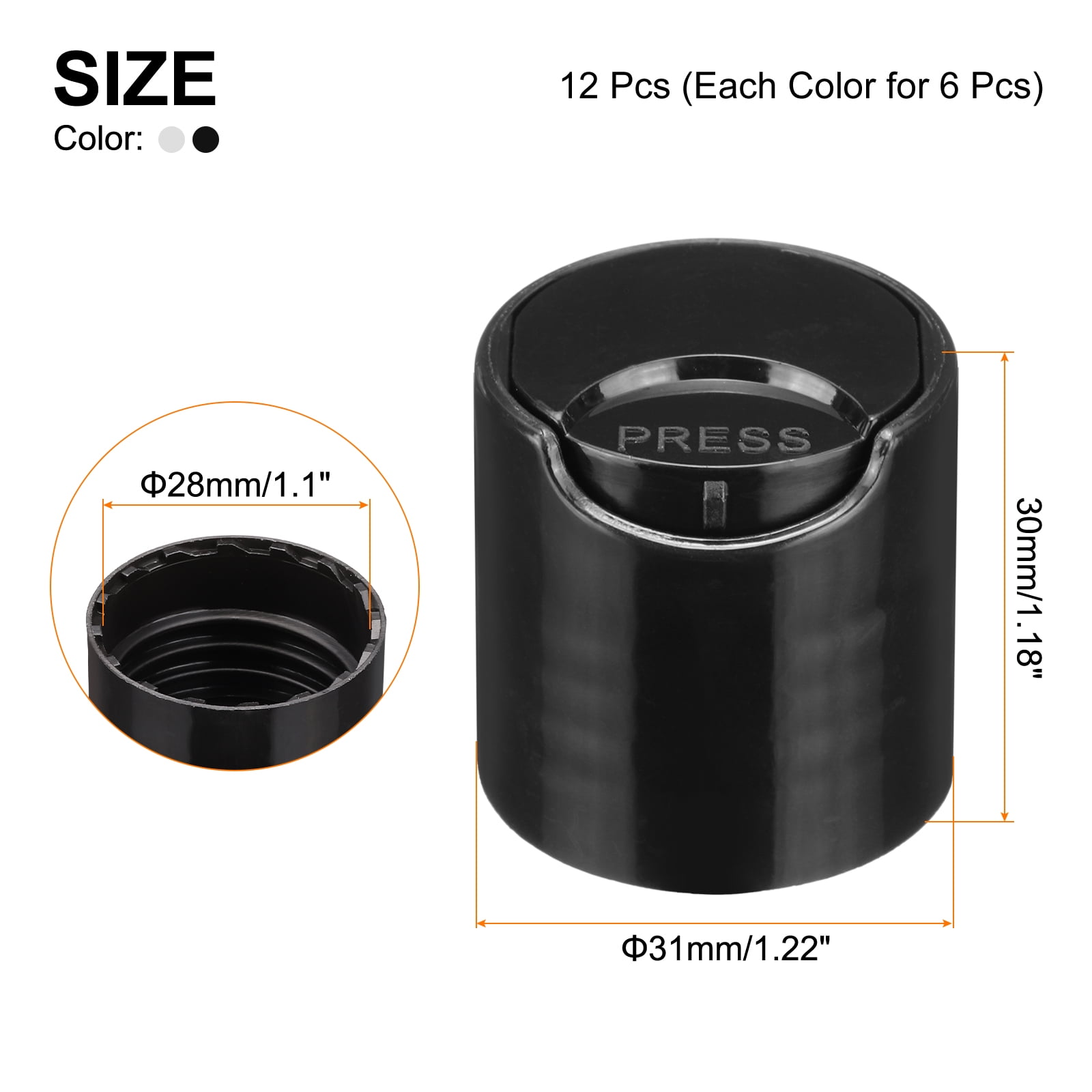 Unique Bargains Plastic Disc Top Caps for Bottle Lotion Shampoo Container Black 48Pcs