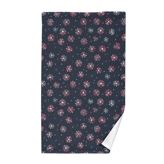 Yayeee 100% Cotton Hand Towels for Bathroom 16" x 28" Soft Absorbent Kitchen Towel, Red Fireworks Pattern