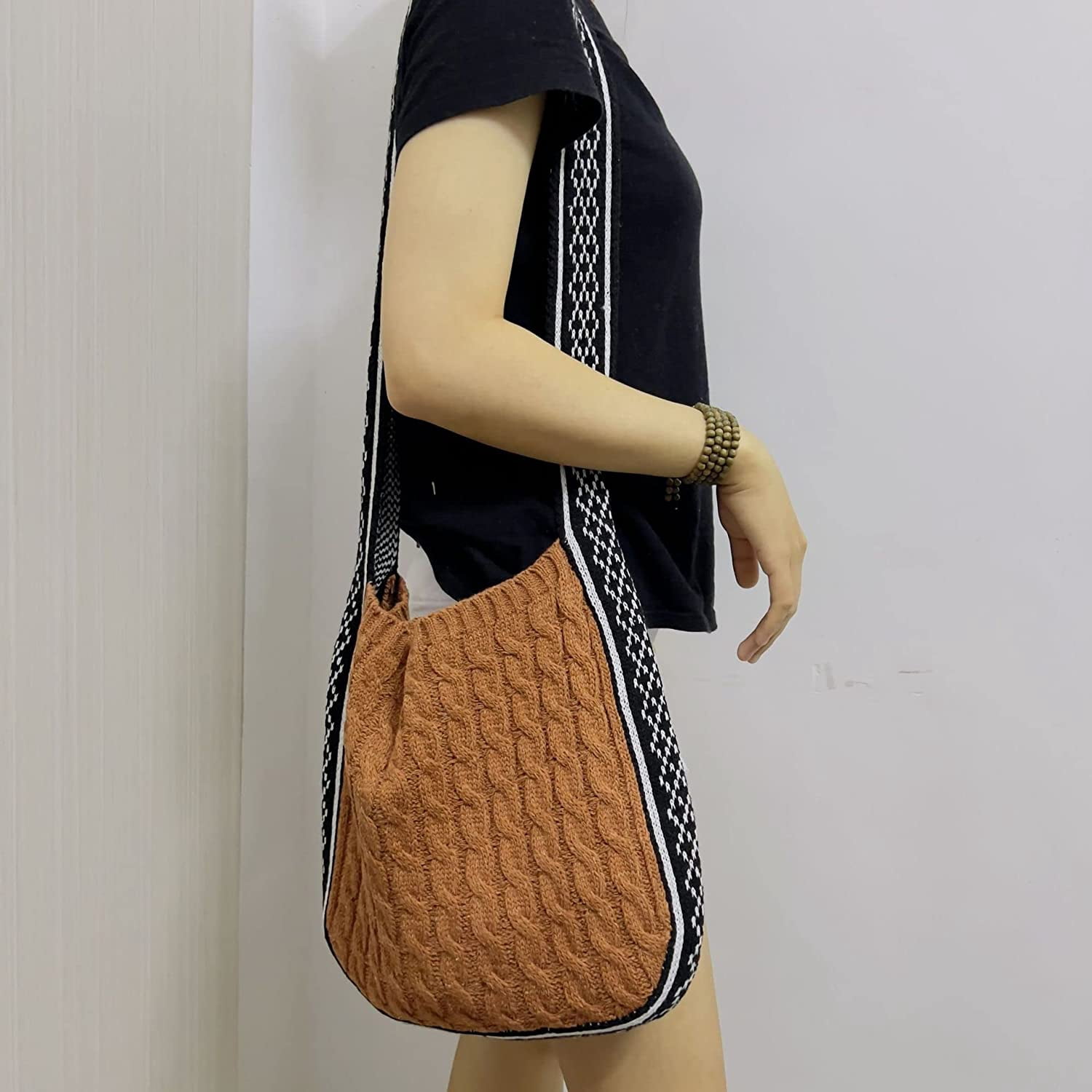 Kukuzhu Fairy Grunge Knitted Shoulder Bags Y2K Fairycore Tote Bag Crochet Hobo Crossbody Bag Indie Purse Accessories