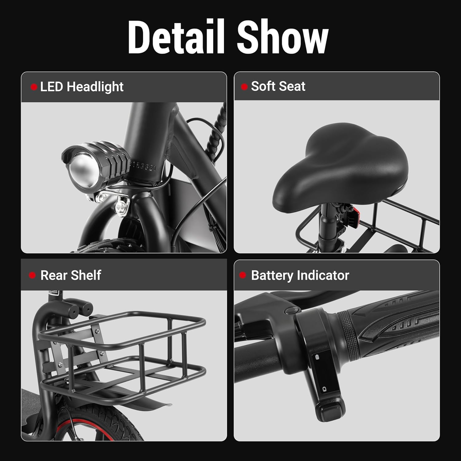 DYU 14" Foldable Electric Scooter for Adults - 500W Peak Motor, 36V 10AH Li-ion Removable Battery, City Commuter E Bike with Cargo Capability, Ideal for Urban Riding UL2849