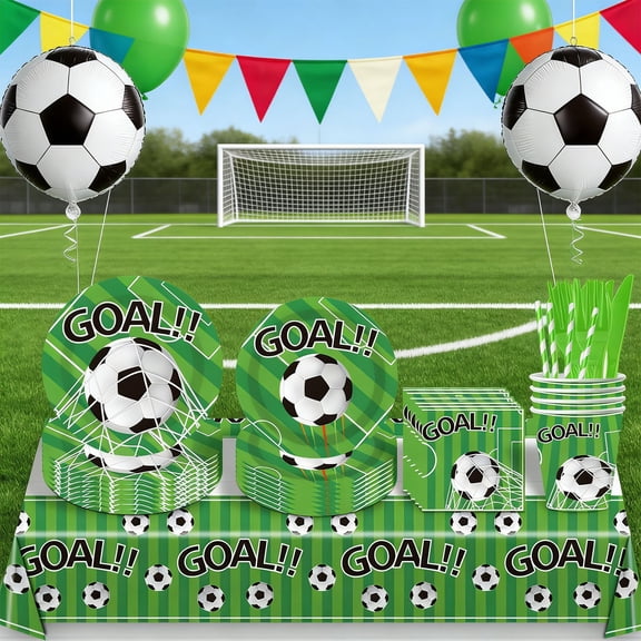 Dtchengua Football Party Decorations Kit， 51-Count Disposable Plates， Cups， Napkins & Cutlery Set - Team Color Birthday Party Supplies， Game Day Decor