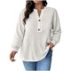 thumbnail image 1 of Mujeres Manga Larga Tops Casual Botón de Color Sólido Cuello en V Suéter Blusa de Moda para Primavera Verano, 1 of 7
