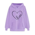 thumbnail image 2 of Blczomt Cute Sweatshirts for Women Purple Crewneck Hoodies Love Heart Pullover Thermal Shirts for Women, 2 of 4