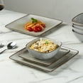 Famiware 12Pieces Stoneware Dinnerware Set, Gray