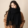 thumbnail image 5 of Women Scarf Solid Color Tassel Hem Long Scarf French Style Soft Imitation Mohair Fabric Winter Shawl Scarf, 5 of 8
