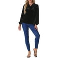 thumbnail image 2 of INSPIRE CHIC Women's Vintage Velvet Blouse Cowl Neck Lantern Long Sleeve Tops XS Black, 2 of 6