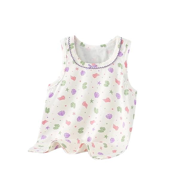 Diufon Débardeurs d'Été pour Garçons et Filles en Coton Doux Sans Manches Col Rond Imprimé Respirant