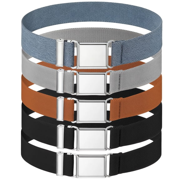 5 Pack Adjustable Elastic Stretch Belts for Kids in Various Colors