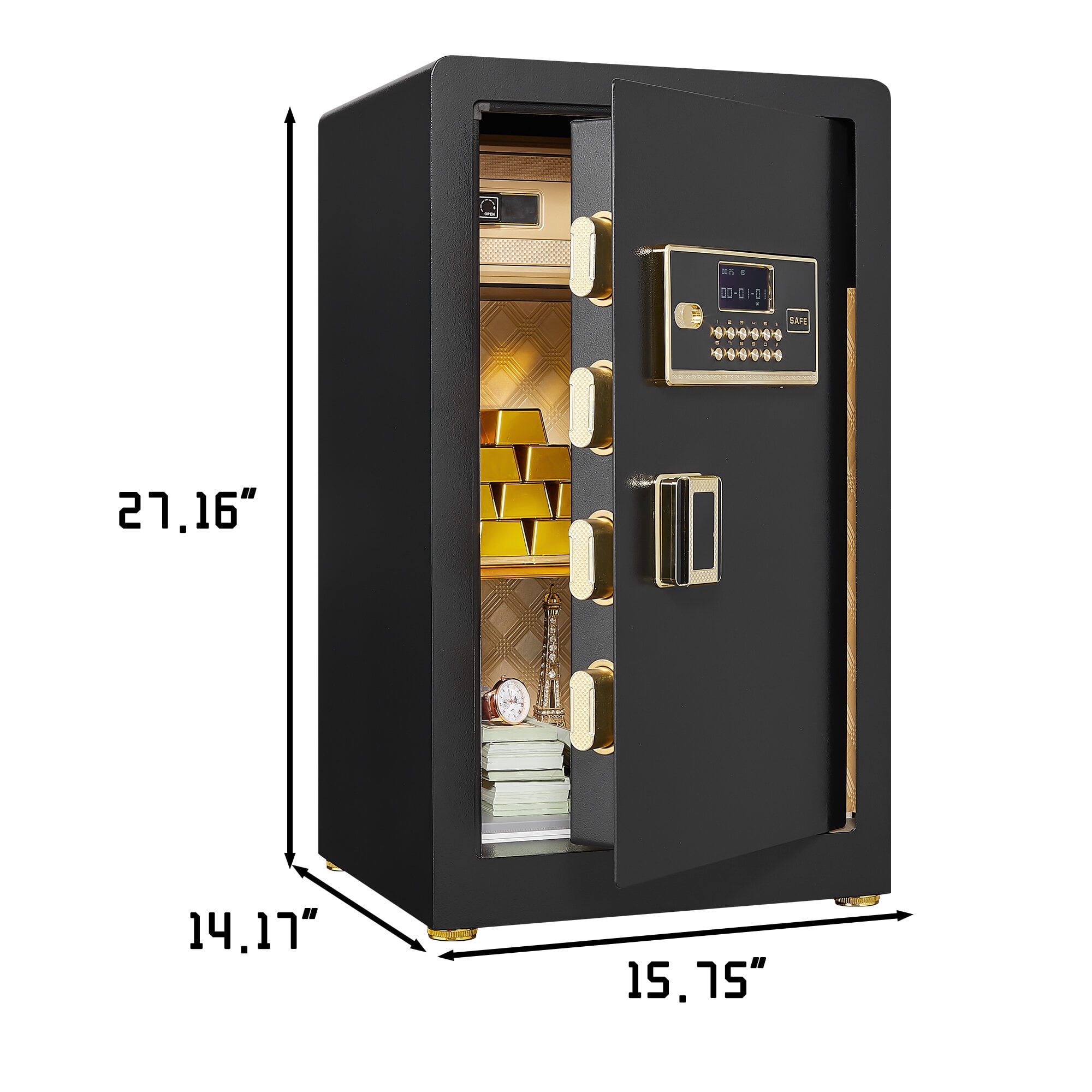 Home Safes Security Electronic Steel Home Safe, Anti-Theft Digital Security Lock Box with Smart Alert System, Removable Shelf, Mute Function, Personal Document Safes for Money Jewelry,Waterproof Safe