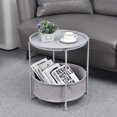 thumbnail image 3 of Kingrack End Small Side Table with Storage Basket, Metal Sofa Side Table with Detachable Tray Top and Fabric Storage Basket for Living Room Bedroom (Light Grey), 3 of 10