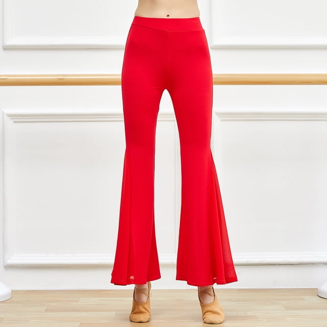asjyhkr Womens Yoga Pants High Waist Slim Fitting Bell-Bottom Wide Leg Pants Summer Dance Trousers
