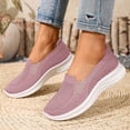 thumbnail image 2 of HEWUQI Womens Knit Walking Shoes 2026 Comfortable Summer Arch Support Slip on Loafers Width Orthopedic Casual Backless Flat Sneakers Pink Size 7, 2 of 5