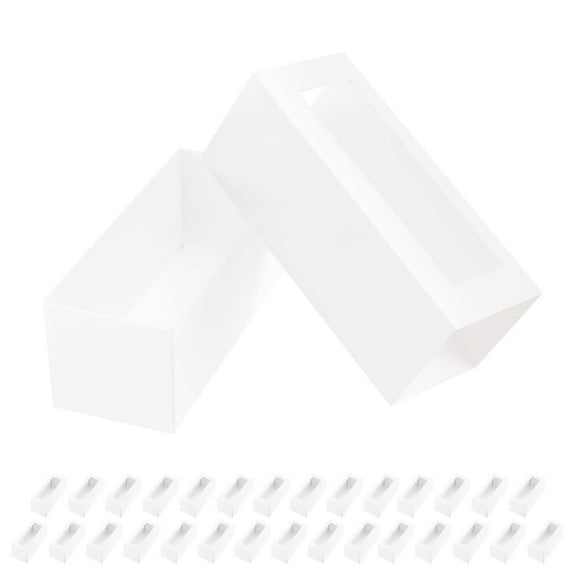 PKGSMART 30 Macaron Boxes for 4 or 5, White Macaron Gift Boxes with Clear Window, 4.8x1.9x1.9 inches