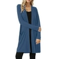thumbnail image 2 of Shiusina Casual Women Lightweight Open Front Cardigan Solid Soft Long Sleeve Sweater With Pockets Navy Blue + M, 2 of 6
