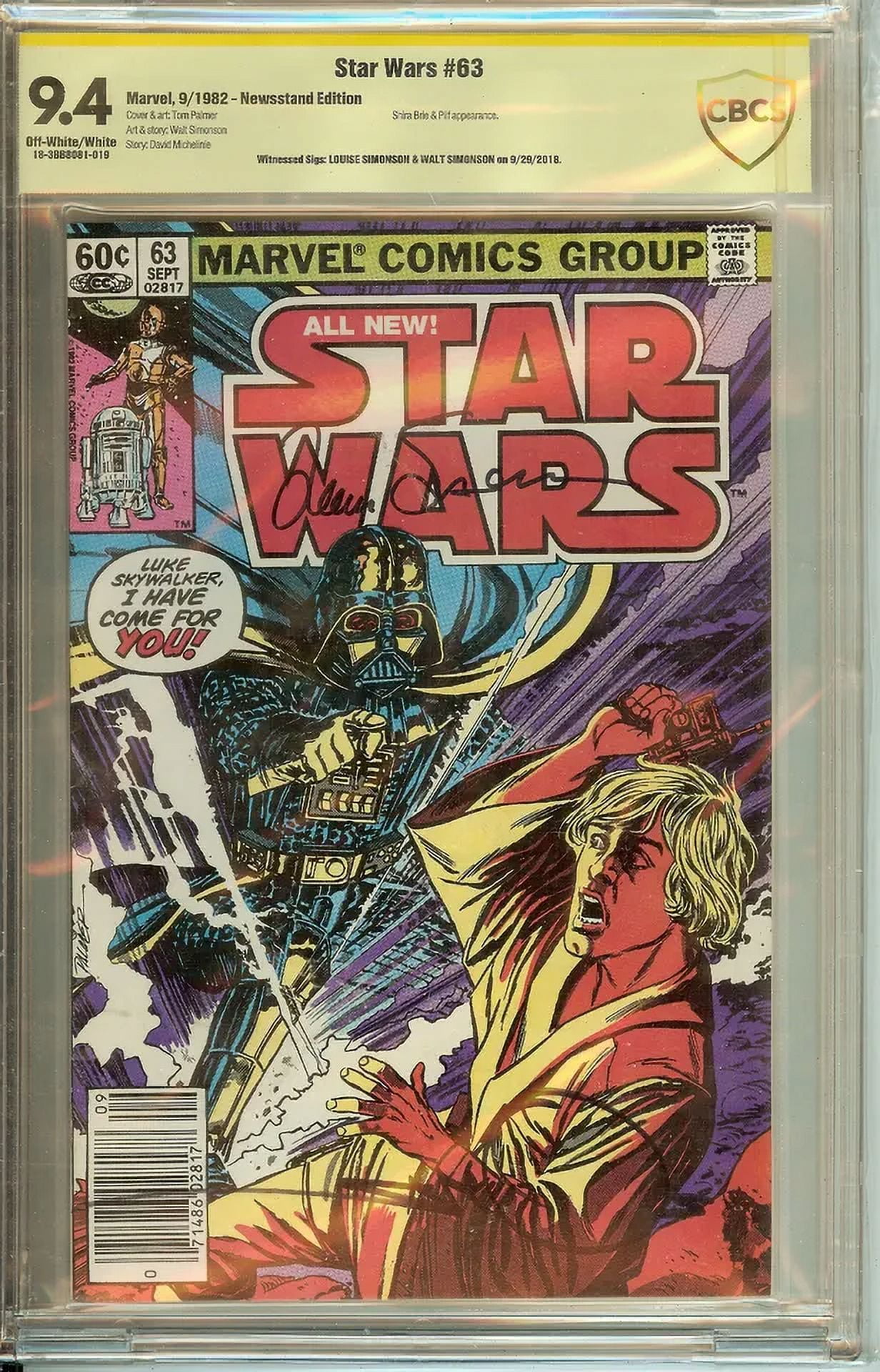 Marvel Star Wars #63 CBCS 9.4 NM Signed Louise and Walt Simonson