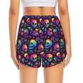 thumbnail image 2 of Lsque mushroom rainbow color Skull Printed Women's Running Shorts with Liner Pockets,Elastic Quick Dry Workout Athletic Gym Yoga Shorts,Womens High Waist Shorts-X-Large, 2 of 9