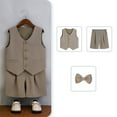 thumbnail image 6 of FYDUU Toddler Boy's Suit Set Formal Outfit Fashion Suit Vest Bowtie Shorts Suit Children's Performance Wedding Party Outfits Soft Fall Clothes 2-3 Years, 6 of 7