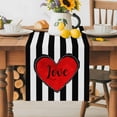 thumbnail image 2 of Burlap Table Runner 90 Inches Long, Valentine's Day Red Love Non-Slip Kitchen Table Runners for Dining Room Everyday Use Party Table Decorations Geometric Black White Stripe, 2 of 9