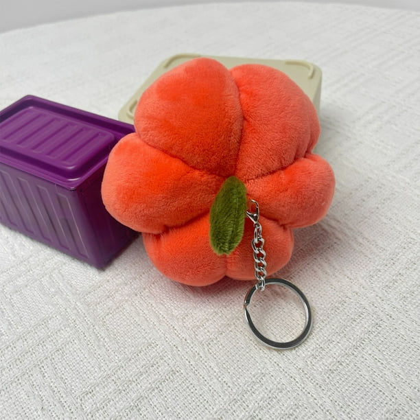 Llavero de Peluche de Mini Calabaza de Halloween, Llavero de Terciopelo Naranja para Bolsos y Mochilas, 10 Cm, Lindo Accesorio de Otoño, 1 Unidad
