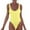 Yellow, variant on QHFBli Womens One Piece Retro U Back Swimsuits Tummy Control Padding Bathing Suit High Cut Swimwear