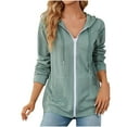 thumbnail image 6 of Lovskoo Women's Zipper Sweatshirt Hoodie with Pocket Long Sleeve Loose Jacket Outerwear Coat Green, 6 of 7