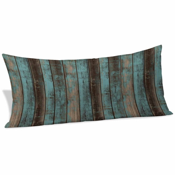 Teal Wood Grain Body Pillow Covers 20"x54", Gradient Farm Old Wooden Board Vintage Soft Brushed Microfiber Breathable Throw Pillow Covers, Pillowcase with Zipper for Couch Sofa Bedroom Living Room