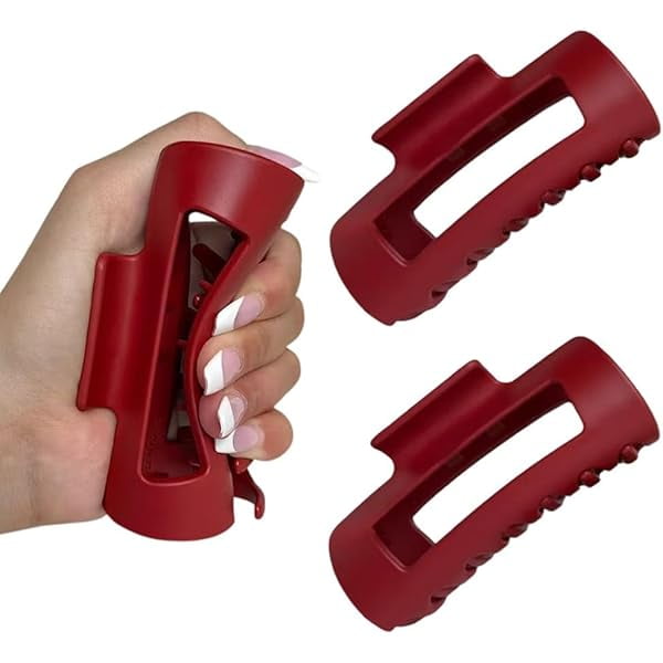 wonima11 Cloud Clip, Lightweight Soft Hair flexible Claw Clip for Women, Portable Square Frosting Hair Soft Claw Clips, the cozy clips for Thick, Thin and Curly Hairs(Black) (Red*2)