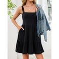 thumbnail image 4 of Sociala Womens Adjustable Straps Dress with Pockets Cute Sleeveless High Waist A-line Sundress Built-in Bra, 4 of 8