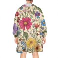thumbnail image 2 of Wearable Oversized Blanket,Pioneer Flower Floral Print Pattern Wearable Blanket Hoodie for Adults,Cozy Hooded Blankets with Super Pockets,Super Warm Fuzzy Pullover for Women & Men, 2 of 6