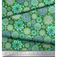 thumbnail image 2 of Soimoi Green Moss Georgette Fabric Blue Mandala Print Fabric by the Yard 42 Inch Wide, 2 of 3
