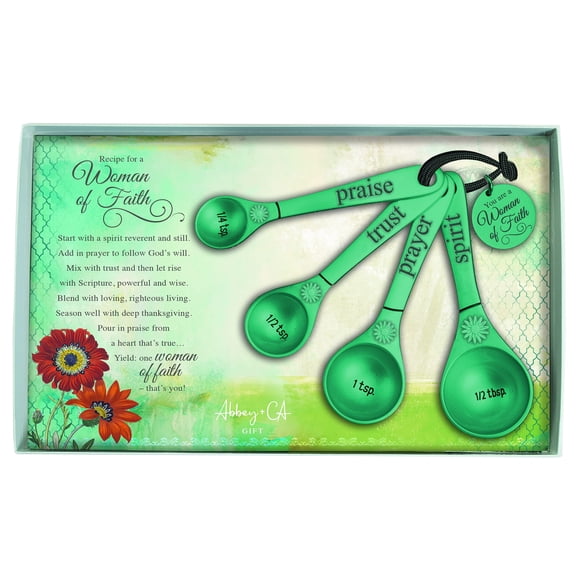 Cathedral Art Abbey & CA “Woman of Faith” Measuring Spoons – 4-Piece Multi-Color Kitchen Gift Set