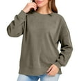 thumbnail image 3 of GuzomFashion Womens Oversized Crew Neck Sweatshirt with Lantern Sleeves - 100% Polyester, Wrinkle Resistant, Casual Layering, Army Green, S-XXL,Size S, 3 of 9