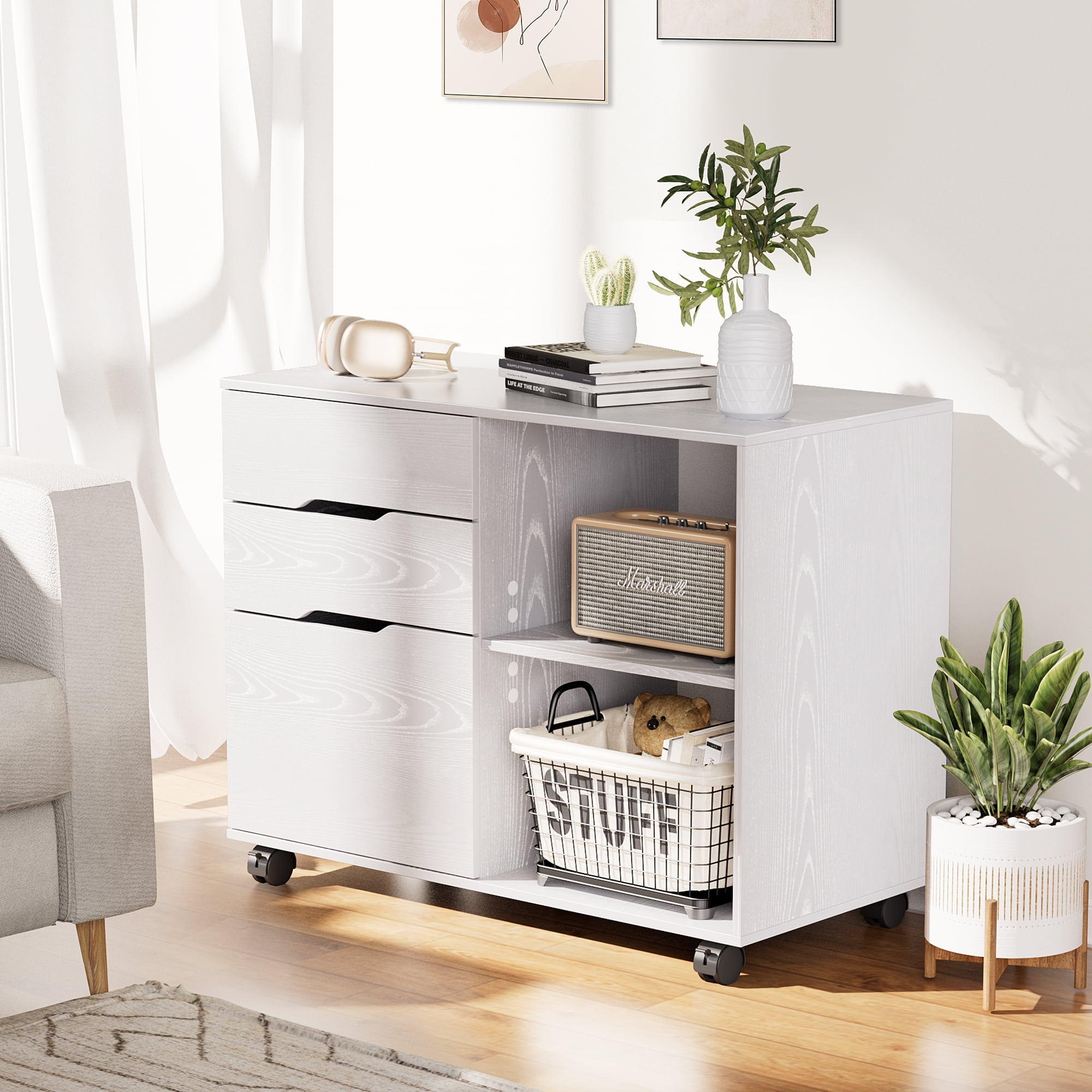 3 Drawer Vertical File Mobile Lateral Filing with Lock