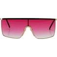 thumbnail image 2 of GFDYREE Oversized Flat Top Square VINTAGE RETRO SHIELD VISOR Style Aviator SUNGLASSES (Pink Gold), 2 of 5