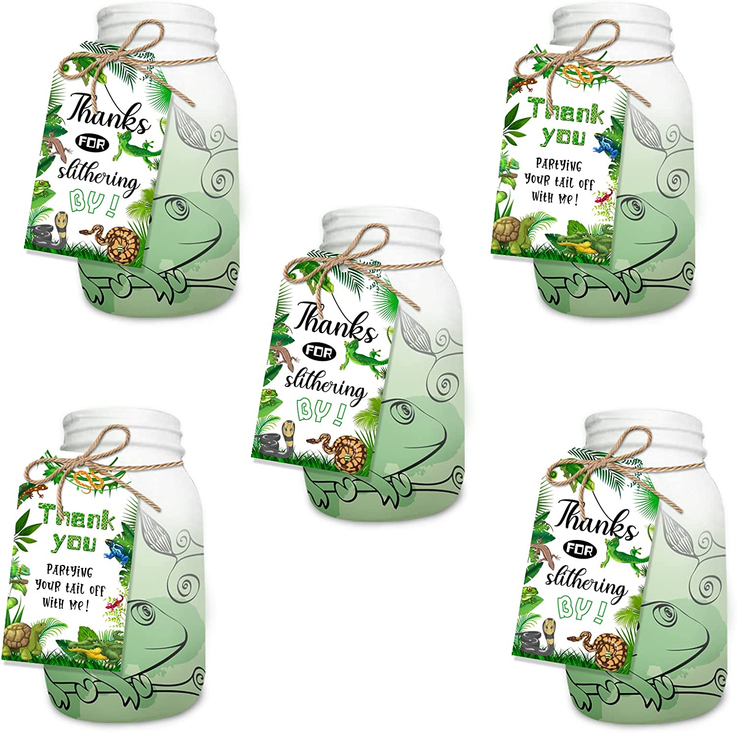 Reptile Party Supplies 100pcs Reptile Thank You Tags for Boys Girls