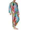 thumbnail image 3 of Bingfone Men'S Pajama Set 2 Piece Loungewear Pjs, Long Sleeve With Pajama Pants-Tropical Jungle Flamingo, 3 of 9