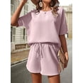thumbnail image 3 of EASYBRAUS Women Batwing Sleeve Top and Shorts Set Summer 2025 Casual Two Piece Outfit S-XXL, 3 of 7