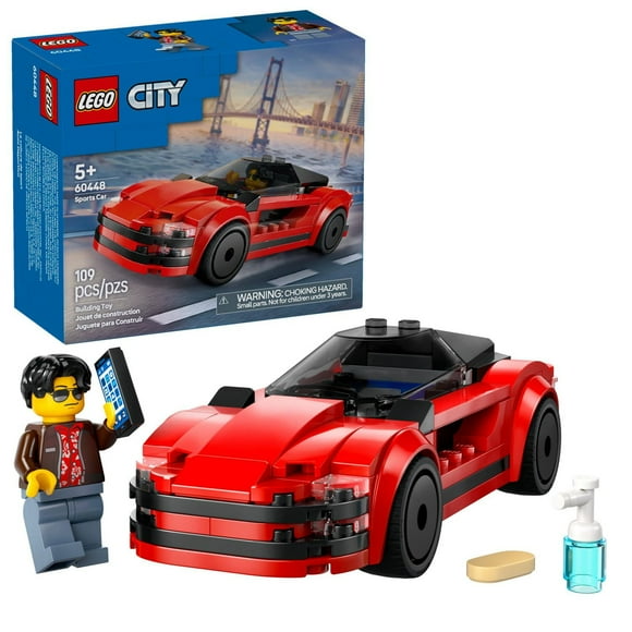 LEGO City Red Sports Car Toy - Building Toy for Kids, Boys and Girls, Ages 5+ - Educational Gift for Birthdays and Holidays - Includes Driver Minifigure and Other Accessories - 60448