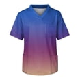 thumbnail image 4 of Domuza Scrub Tops for Men Gradient Tie-Dye Short Sleeve V Neck Work Uniform Loose Fit Comfy Soft Medical Scrub Tops with 3 Pockets Blue L, 4 of 5