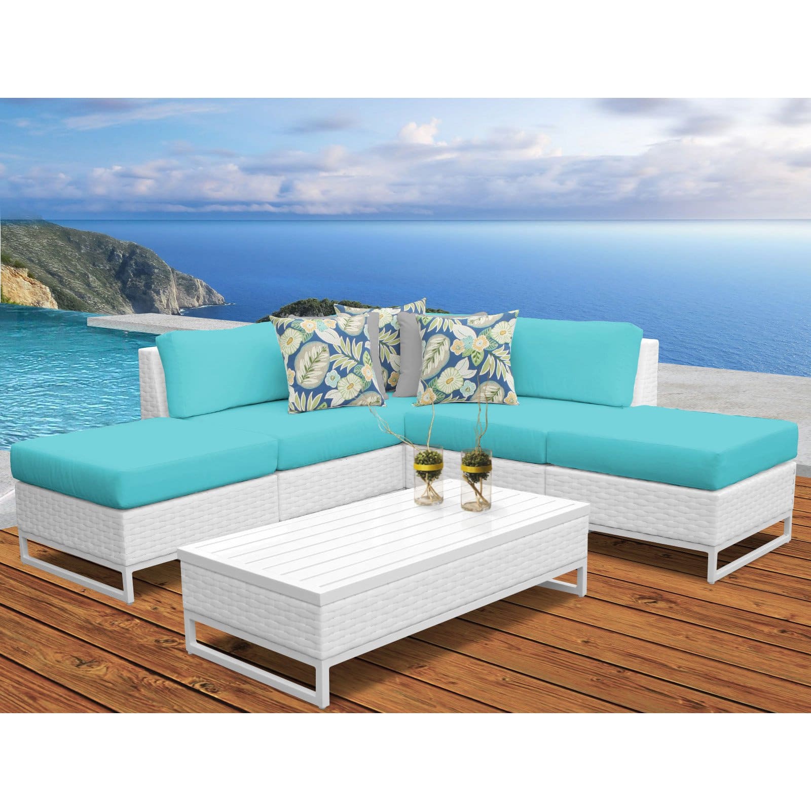 TK Classics Miami 6 Piece Outdoor Wicker Patio Furniture Set 06c - image 2 of 3