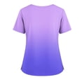 thumbnail image 5 of Gradient Color Scrub Tops Women V Neck Short Sleeve Stretch Nurse Uniform with 2 Pockets Functional Workwear, #01 Light Purple, S, 5 of 6
