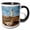 Black/White, variant on 3drose, Canada, Nova Scotia, Louisbourg, Louisbourg Lighthouse, Dusk, 11oz Two-tone Green Mug