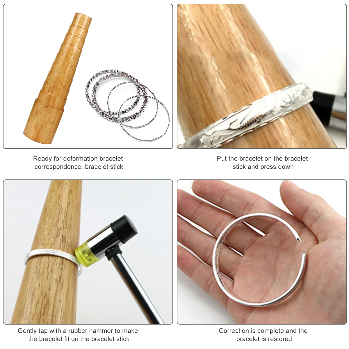 DIY Wood Bracelet Bangle Round Mandrel Jewelry Forming Making Tool (Wood Color)