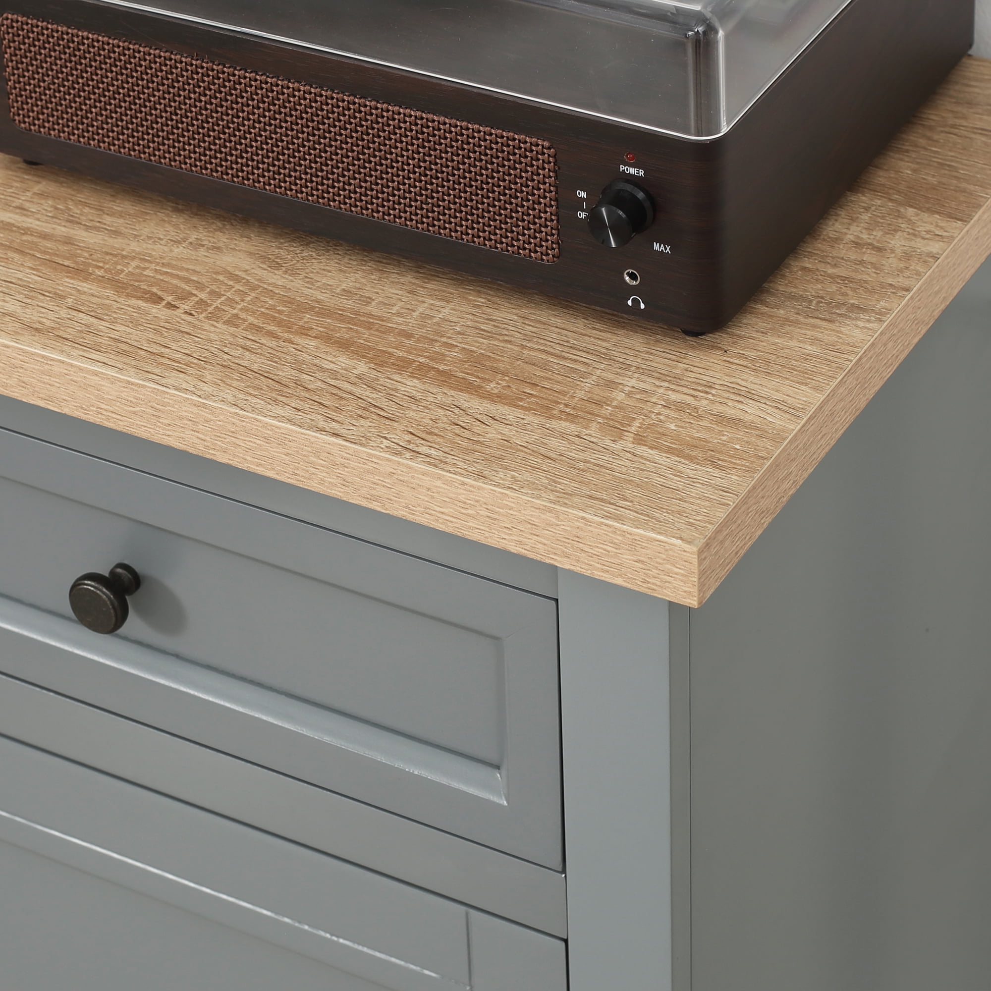 HOQBN Sideboard Buffet Cabinet, Coffee Bar Cabinet with 2 Drawers and 2 Doors for Kitchen, Living Room, Entryway, Dark Gray