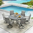 thumbnail image 7 of Vicllax Outdoor Patio Dining Table Dia.50" Slatted Tabletop Metal Frame with Umbrella Hole, Gray, 7 of 7