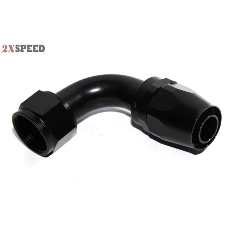 ADLERSPEED AN16 90 Degree Swivel Push Lock Hose End - Black Aluminum Fitting For Fuel, Oil, Water Lines