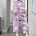 thumbnail image 2 of WRKEKC Women's Check Print Wide Leg Capri Pants Casual Ankle Length Elastic Waist for Summer & Street Style, 2 of 7