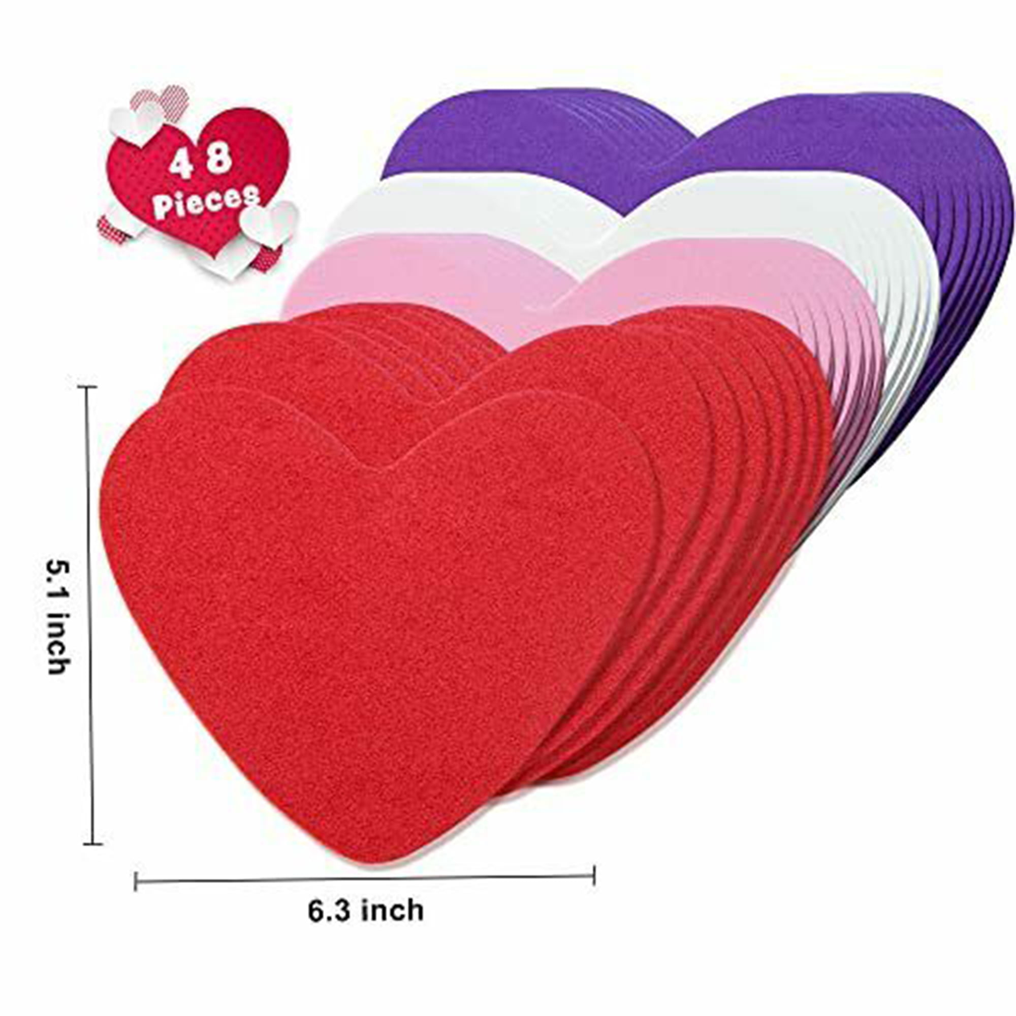 Winlyn 24 Sets Valentine's Day Heart Ornaments Decorations DIY Foam Heart  Valentine Craft Kits Assorted Foam Heart Shapes Stickers Pom-poms Googly