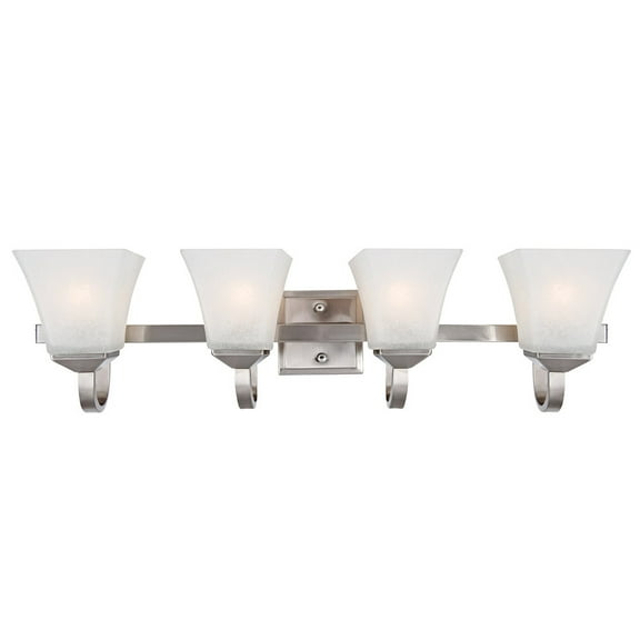 Design House Torino 4 Light Traditional Satin Nickel Dimmable Vanity Light with Frosted Glass Shades